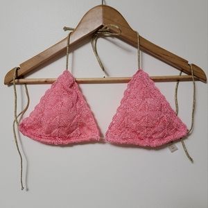 Victoria's Secret sparkly pink embroidery  bikini top